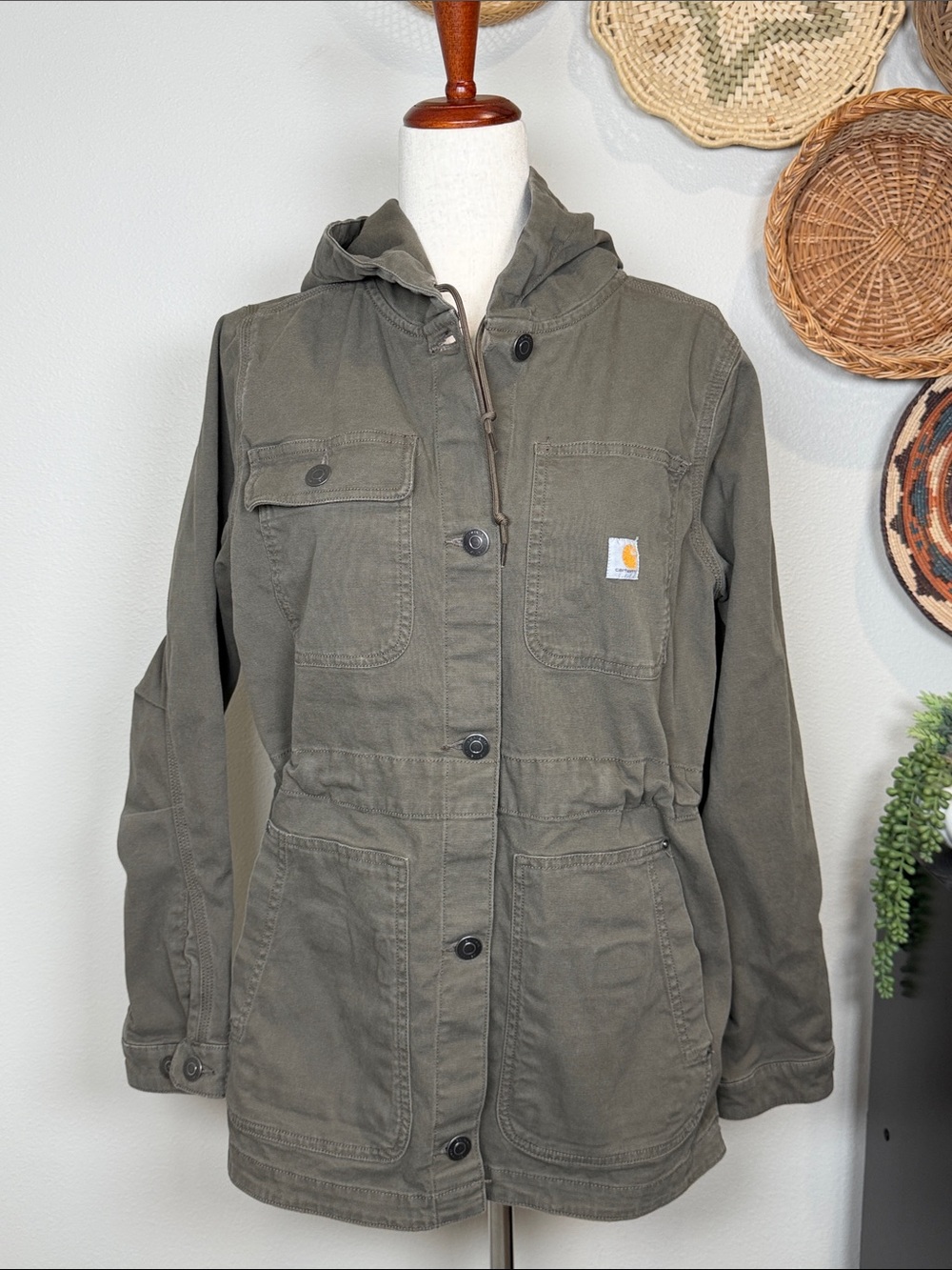 Women’s Carhartt Rugged Flex Canvas Coat Utility Barn Coat Tarmac Size Medium